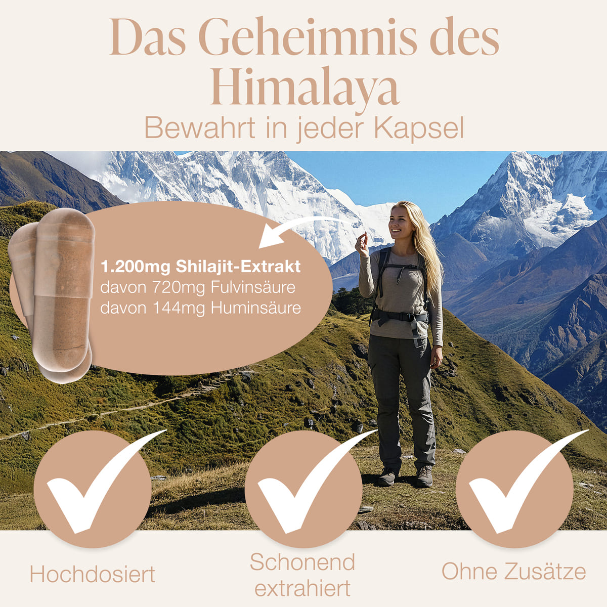 BACKLAXX Shilajit – hochdosierter Himalaya-Extrakt mit 1.200 mg Shilajit, 60 % Fulvinsäure, 12 % Huminsäure, ohne Zusatzstoffe.