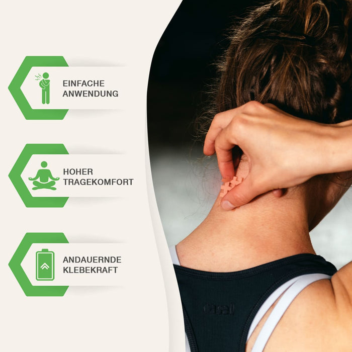 BACKLAXX Gitterpflaster mit einfacher Anwendung am Nacken - Hoher Tragekomfort und andauernde Klebekraft für langanhaltende Schmerzlinderung
