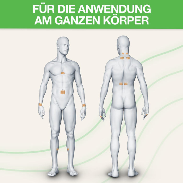 BACKLAXX Gitterpflaster für Anwendungen am ganzen Körper - Markierte Anwendungszonen an Rücken, Nacken, Brust, Armen und Beinen für gezielte Schmerzlinderung
