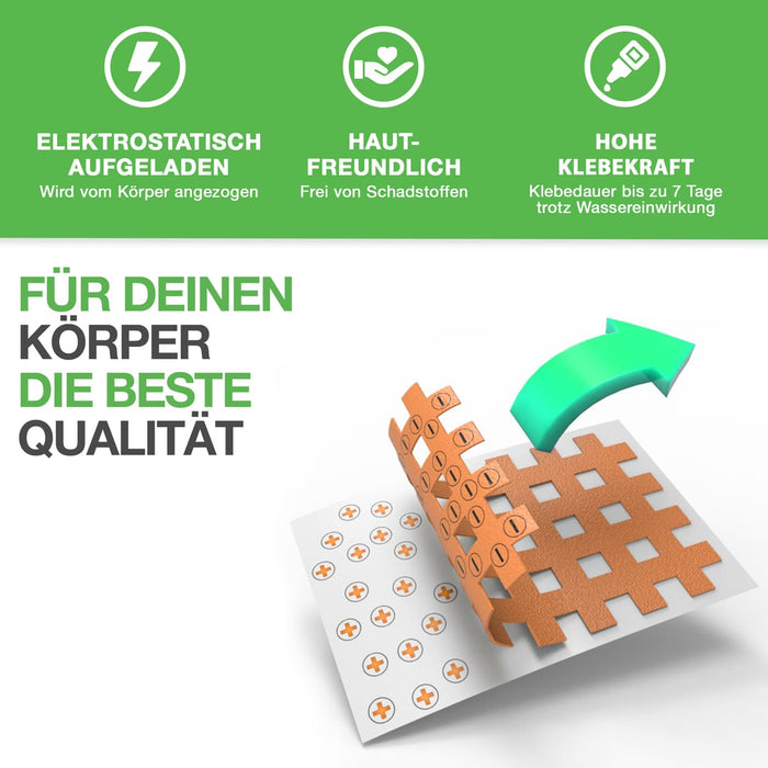 BACKLAXX Gitterpflaster in bester Qualität - Elektrostatisch aufgeladen, hautfreundlich und mit 7 Tagen Klebekraft trotz Wassereinwirkung