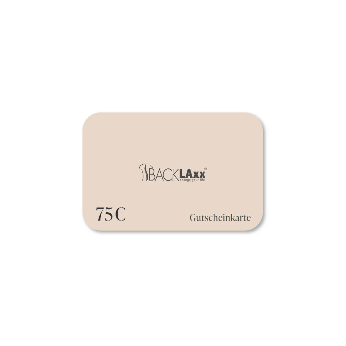 BACKLAXX Gutscheinkarte über 75€ im eleganten beigen Design - Perfektes Geschenk für Wellness- und Gesundheitsprodukte