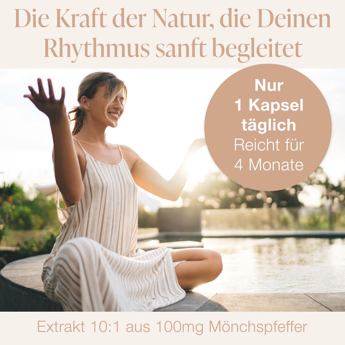 BACKLAXX Mönchspfeffer-Extrakt 10:1 begleitet sanft den natürlichen Rhythmus - Nur eine Kapsel täglich, ausreichend für 4 Monate mit kraftvoller Pflanzenwirkung