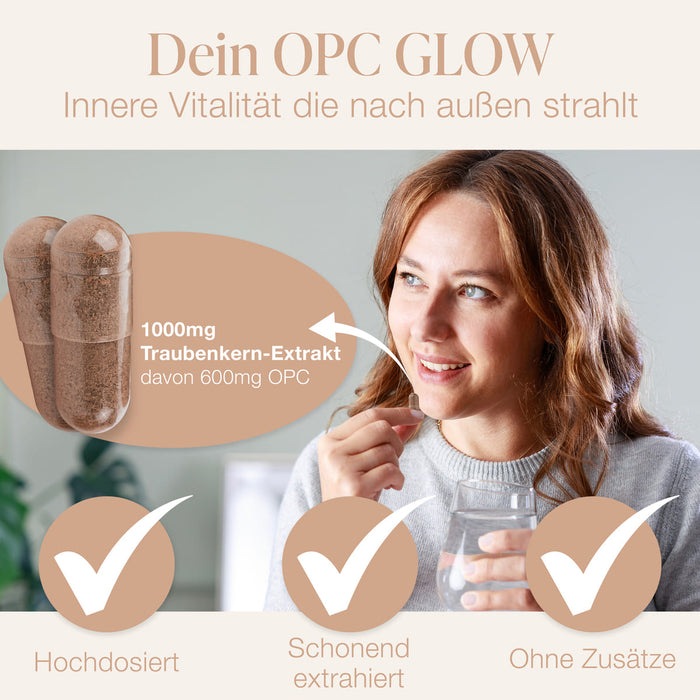 BACKLAXX Dein OPC GLOW Kapseln - hochdosierte Traubenkern-Kapseln 1000mg mit 600mg OPC ohne Zusätze