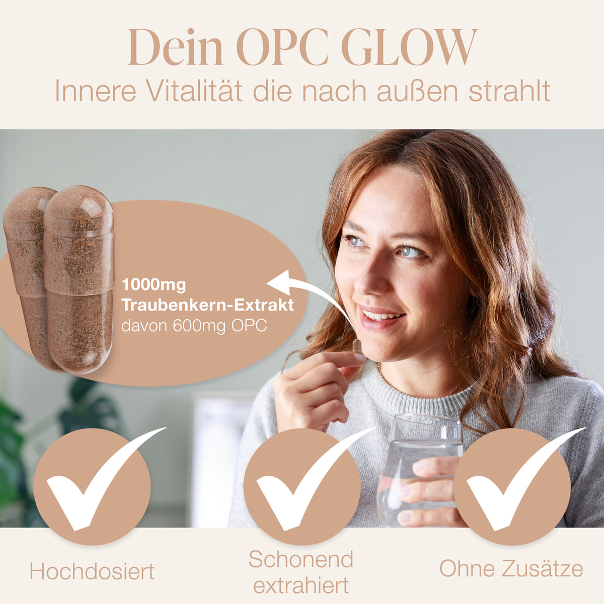 BACKLAXX Dein OPC GLOW Kapseln - hochdosierte Traubenkern-Kapseln 1000mg mit 600mg OPC ohne Zusätze