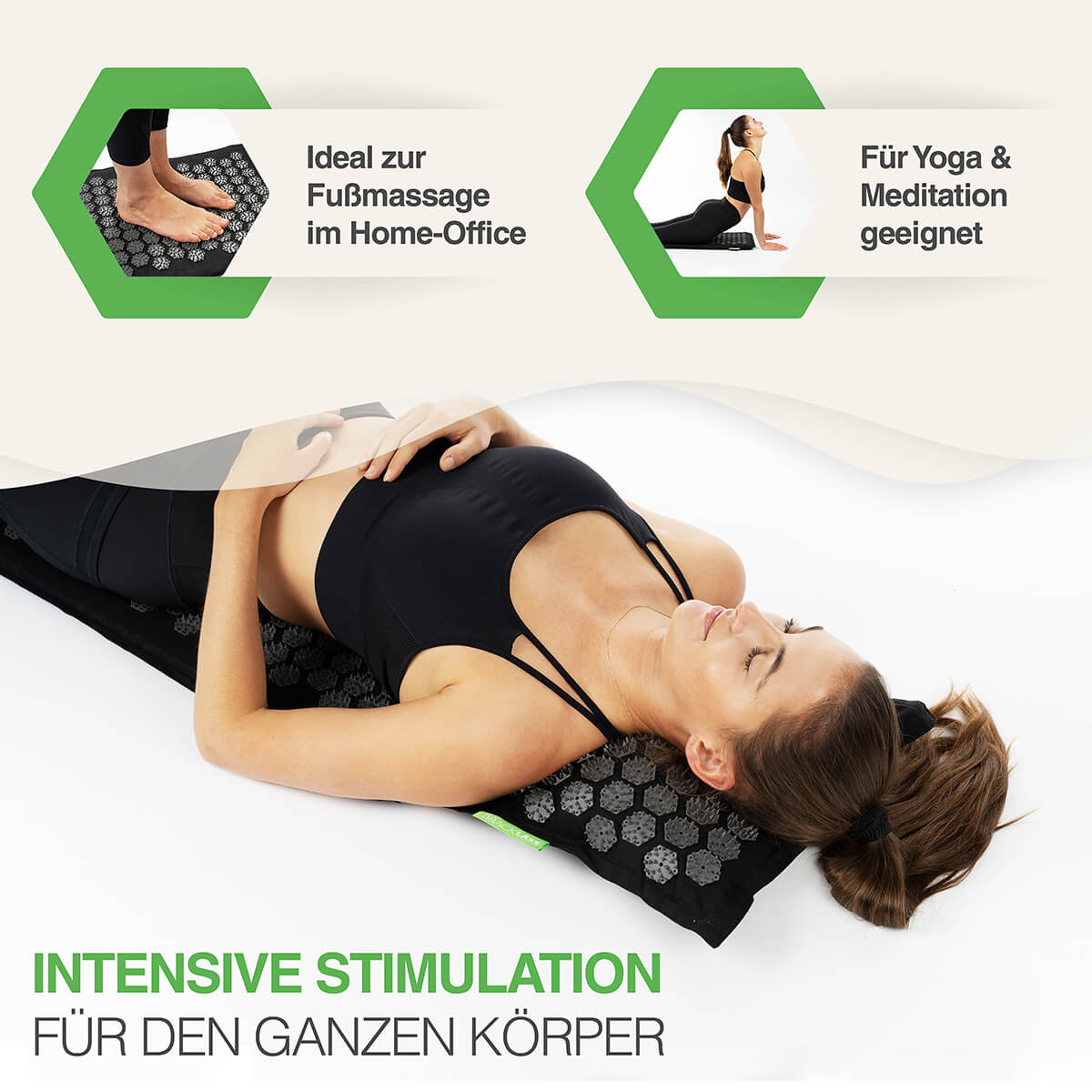 BACKLAXX Akupressurmatte Profi für intensive Ganzkörper-Stimulation - Ideal für Fußmassage im Home-Office sowie Yoga und Meditation
