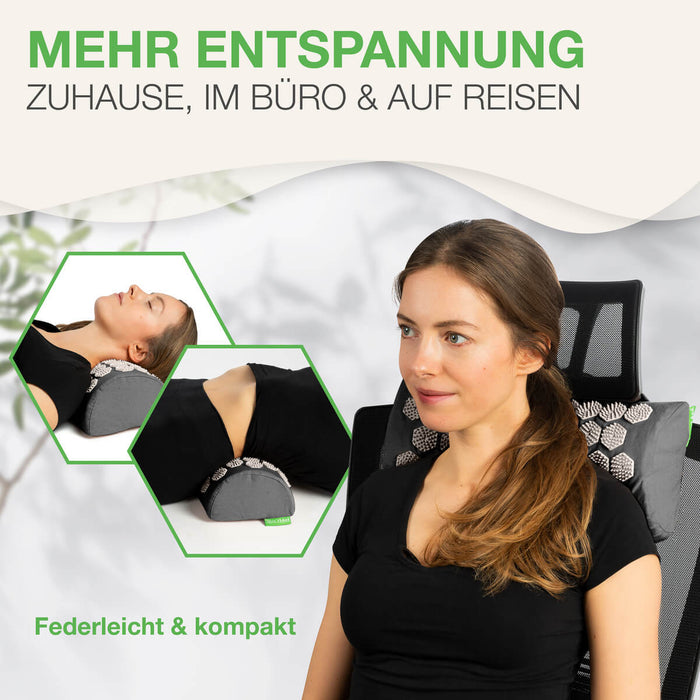 BACKLAXX Akupressur-Nackenrolle für mehr Entspannung zuhause, im Büro und auf Reisen - Federleichtes und kompaktes Design mit hexagonalen Druckpunkten
