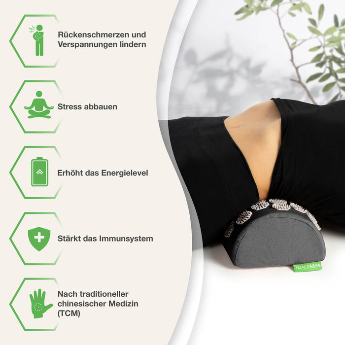 BACKLAXX Akupressur-Nackenrolle lindert Rückenschmerzen und baut Stress ab - TCM-basiertes Nackenkissen zur Energiesteigerung und Stärkung des Immunsystems
