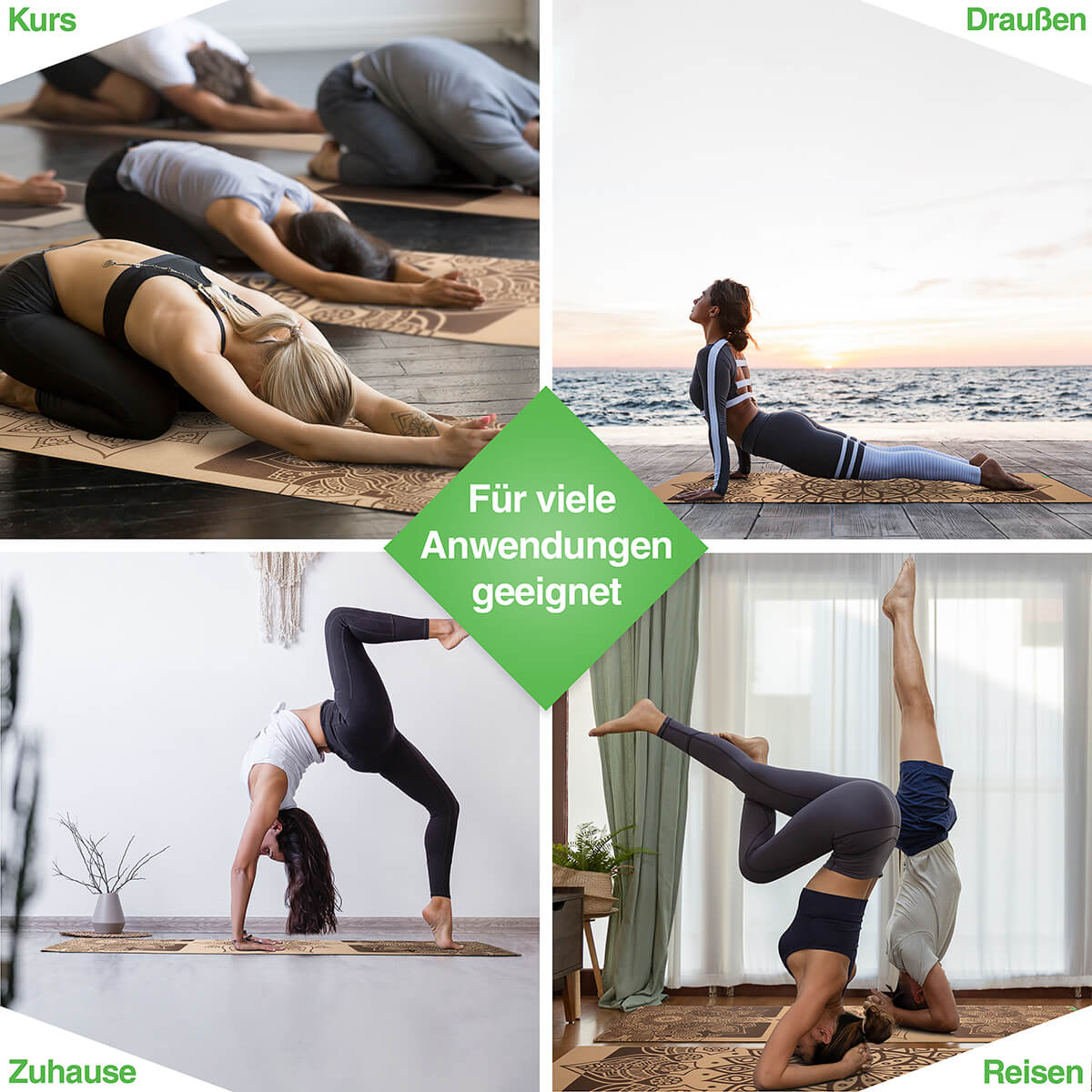 BACKLAXX Yogamatte für vielseitige Anwendungen - Ideal für Yogakurse, Outdoor-Übungen am Strand, Heimtraining und auf Reisen mit verschiedenen Asanas
